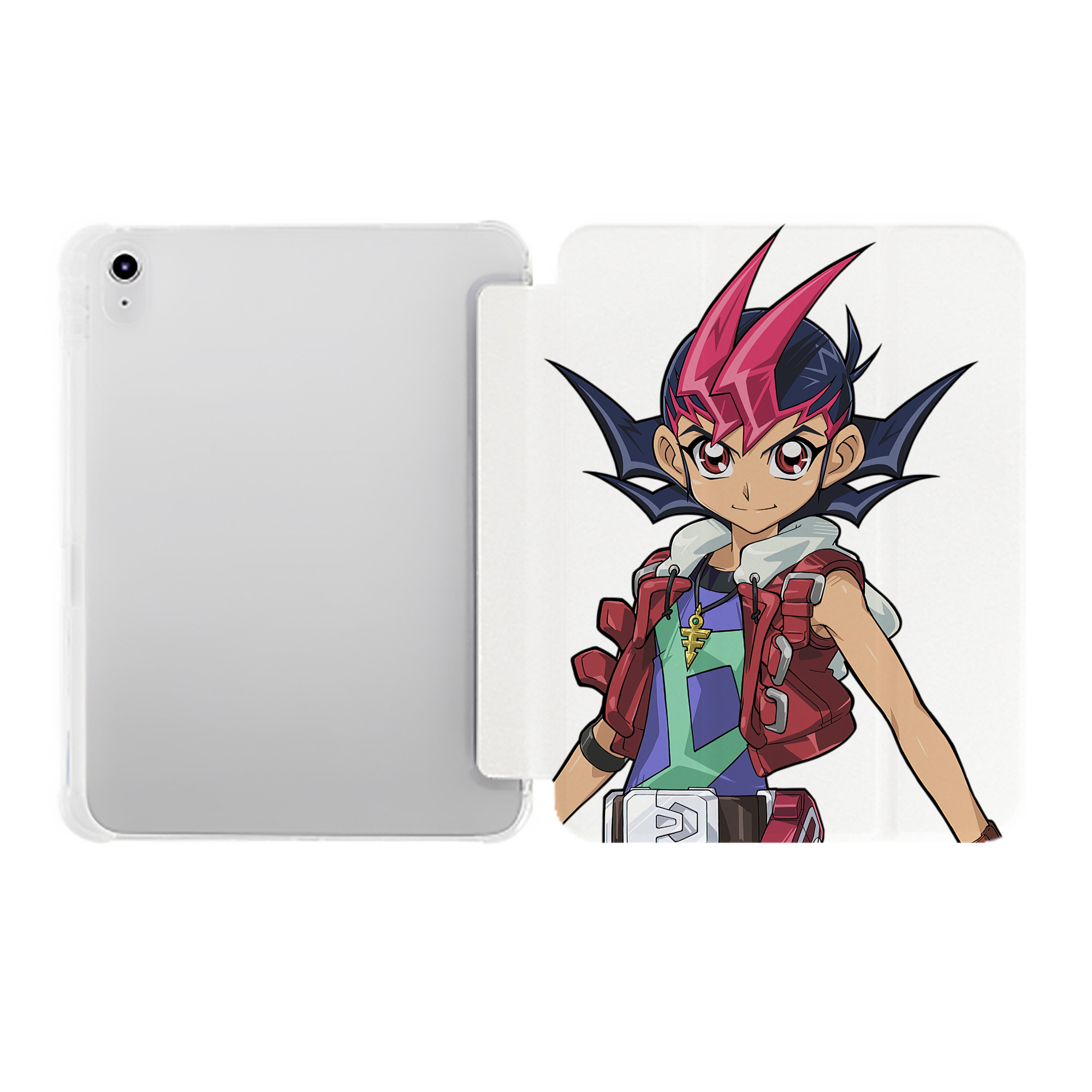 （画像用） 遊☆戯☆王 Yu-Gi-Oh! IPad ケース ペン収納付き 三つ折りスタンド PUレザー×シリコン 対応機種9.5/10.5/10.9インチ